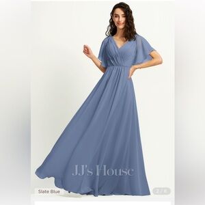 Slate Blue chiffon bridesmaids dress